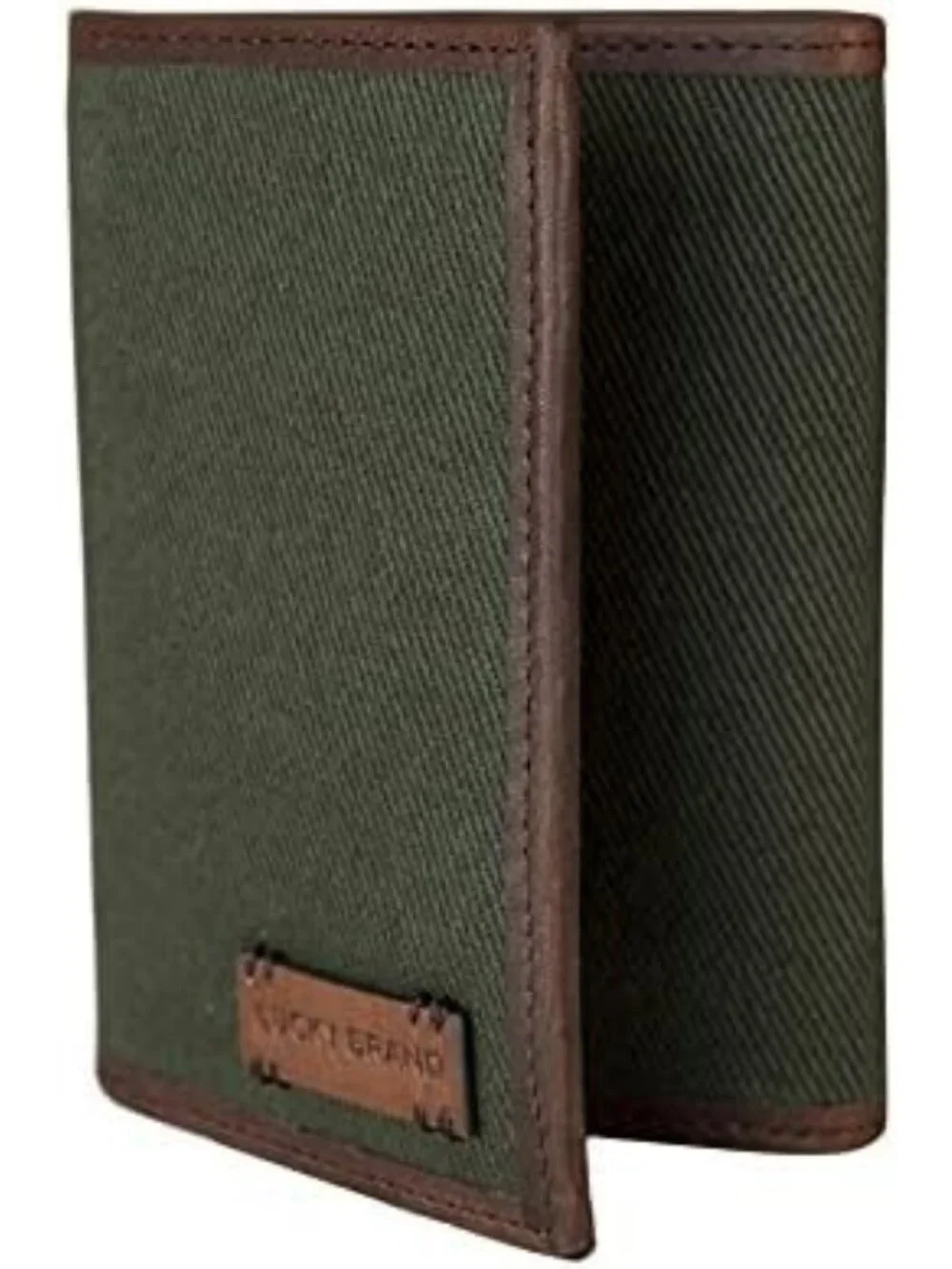 Stylish Olive Canvas & Leather Trifold Wallet - Compact, Durable, Versatile